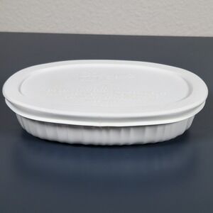 CorningWare French White 15 oz Oval Casserole Dish with F-15-PC Plastic Lid